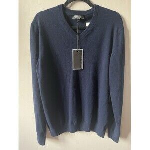 NWT Mantovani Studio Italian Cashmere Navy V Neck Sweater  L  Oversized